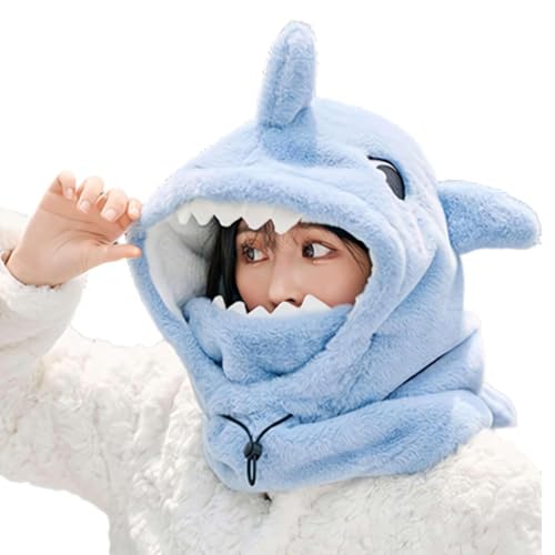 Ski Helmet Cover,Cute Shark Hood Ski Mask,for Women Men Riding Skiing Climbing - color: Blue