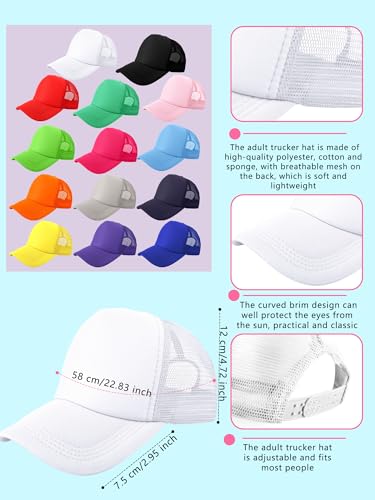 14 Pcs Adult Sublimation Trucker Cap DIY Baseball Cap Blank Mesh Trucker Hat for Men Women Summer Outdoor Sports - color: Color Set 1