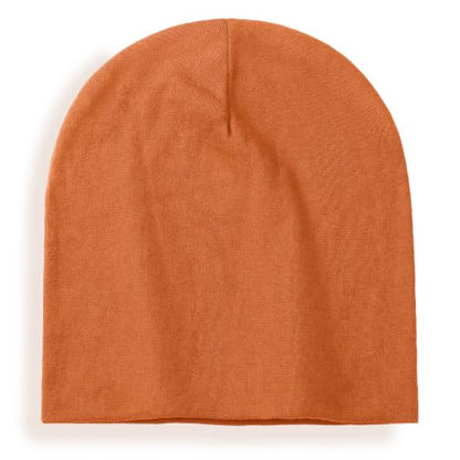 vidsel 100% Cotton Slouchy Beanie for Women Men, Thin Beanies Winter Hat - color: Orange