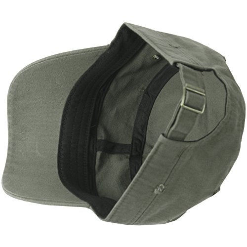 RaOn A172 Unisex Pre-Curved Distressed Vintage Basic Club Army Cap Cadet Military Hat - color: Khaki