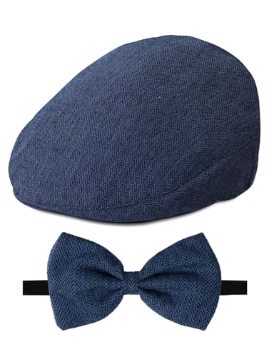 A&J DESIGN Baby Boy Toddler 2pcs Newsboy Hat & Bow Tie 3 Months - 8 Years - color: Navy Blue, size: 4-5T
