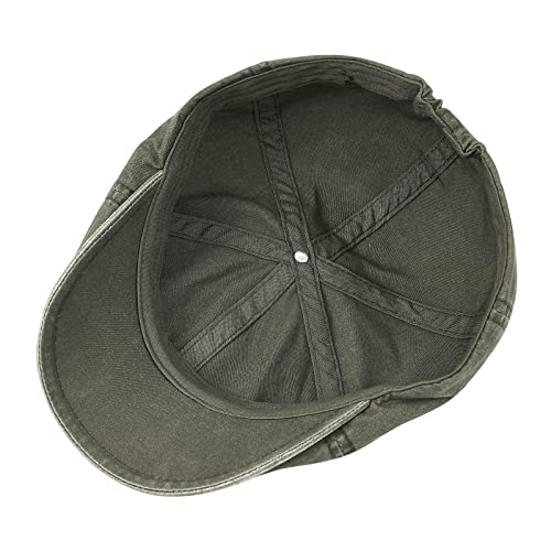 VOBOOM Cotton Washing Flat Cap Cabbie Hat Gatsby Ivy Irish Hunting Newsboy - color: Washed Army Green