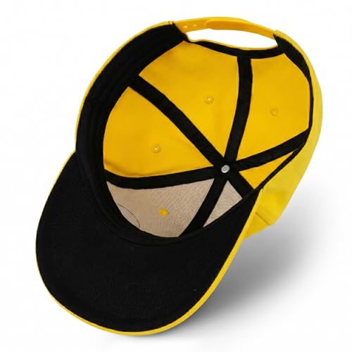 Flat Brim Hats for Men - Gothic Style Skull Hat Leather Pattern - Hip-Hop Snapback Hat Skeleton Hats for Men - color: 03.skeleton-2-yellow