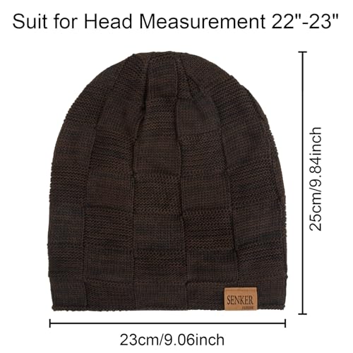 Senker Fashion 2 Pcs Winter Slouchy Beanie Hats for Men, Warm Mens Beanies - color: Black Coffee