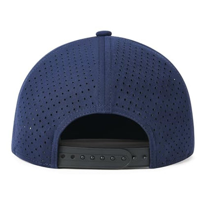 FEINION Men Laser Mesh Flat Brim Snapback Baseball Cap - color: Navy