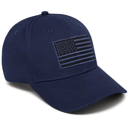 American Flag Baseball Cap for Men Women, Flag Embroidery & Adjustable Fit - color: Dark Blue