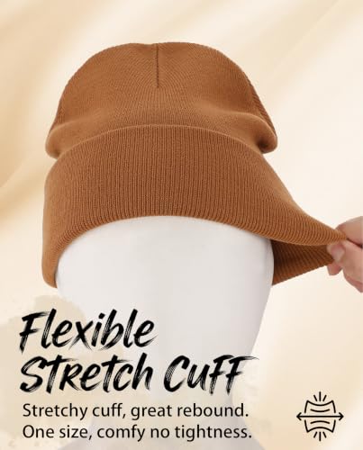 Connectyle Men's Cuffed Beanie Hat Double Layer Knit Winter Watch Cap - color: Camel