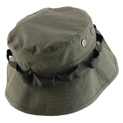 Armycrew Ripstop Fabric Jungle Combat Boonie Hat Fits upto 2XL - color: Olive, size: Medium