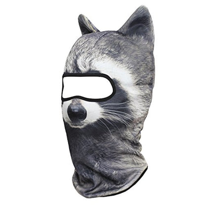 WTACTFUL 3D Animal Ears Balaclava, Breathable Face Mask for Halloween - color: Racoon Meb-16