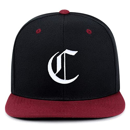 JPAK Old English Letter C Hip-Hop Snapback Hat Embroidered Baseball Cap English Alphabet - color: 19. Black/Maroon
