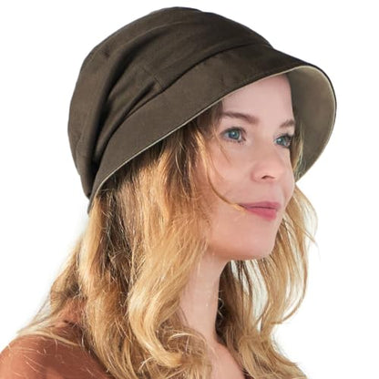 CHARM Reversible Organic Cotton Sun Hat - color: Brown & Beige Gray