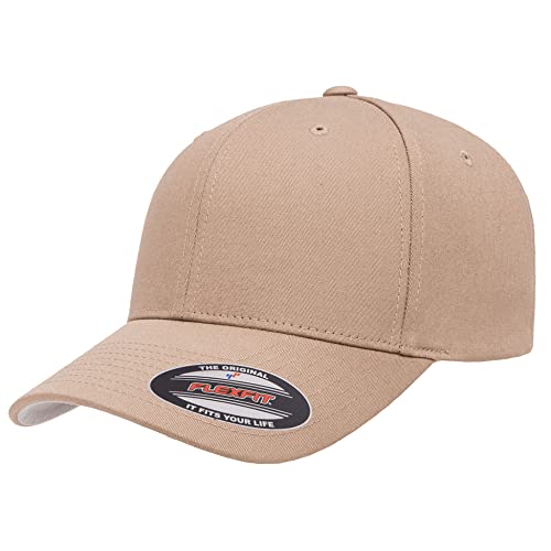Flexfit 5001 Standard Cotton Twill 6-Panel Fitted Baseball Cap - color: Khaki, size: Large-X-Large