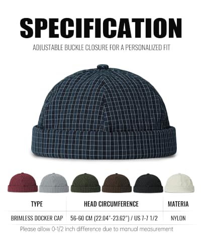 Croogo Checked Brimless Hat Lightweight Quick Dry Docker Cap for Men - color: Purple