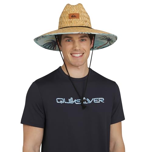 Quiksilver Men's Wide Brim Outdoor Lifeguard Straw Sun Hat - color: Aqua, size: XX-Large