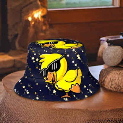 Bucket Hat Funny Duck Fisherman Hat Travel Beach Sun Hat Outdoor Cap for Men Women Adults - color: Cool Duck Glasses