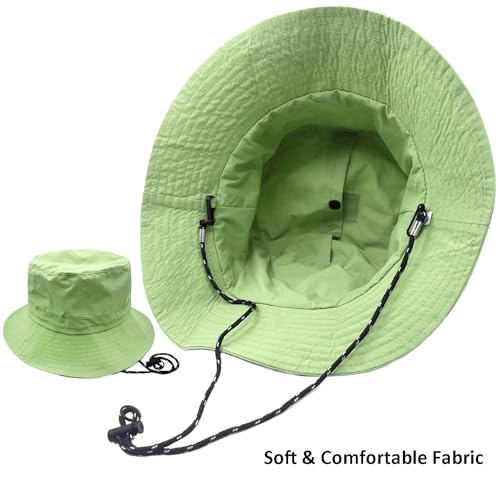 woogwin Waterproof Bucket Rain Hat with Chin Strap Quick Dry Packable Boonie Sun Hat Safari Hat UV Protection - color: Apple Green