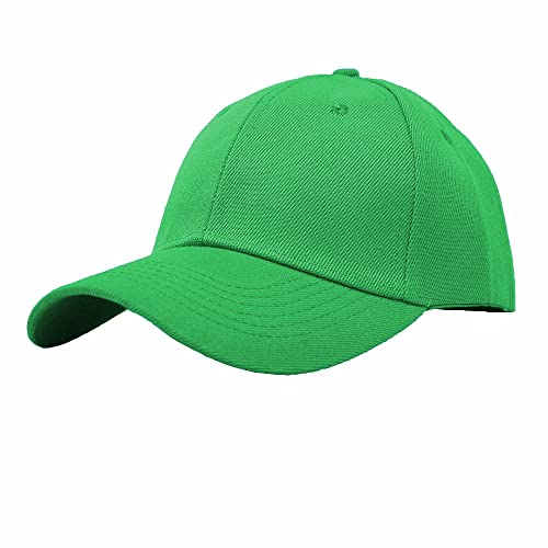 Glory Max Plain Baseball Cap Hook & Loop Strap Adjustable Solid Blank Curved Visor Hat - color: Kelly Green