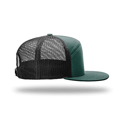 Richardson 168 Hi-Pro 7 Panel Adjustable Snapback Trucker Mesh Back Cap - color: Dark Green/Black