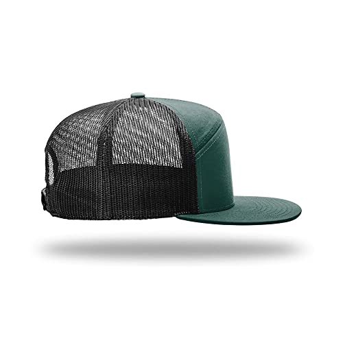 Richardson 168 Hi-Pro 7 Panel Adjustable Snapback Trucker Mesh Back Cap - color: Dark Green/Black
