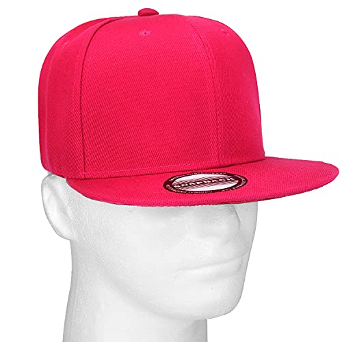 Falari Wholesale 12 Pack Snapback Hat Cap Hip Hop Style Flat Bill Blank Solid Color Adjustable Size - color: 12-pack Hot Pink