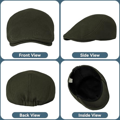 KUJUHA Men's Newsboy Cap Cotton Flat Ivy Gatsby Newsboy Hat Driving Hat Irish Cabbie Hunting Caps Winter Hat - color: Ba_green, size: Medium