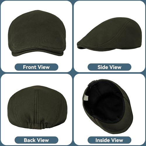 KUJUHA Men's Newsboy Cap Cotton Flat Ivy Gatsby Newsboy Hat Driving Hat Irish Cabbie Hunting Caps Winter Hat - color: Ba_green, size: Large