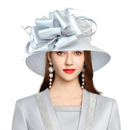 2026 Bucket Hats for Women Ladies Girls, Autumn Winter Fascinator Hat for Derby Kentucky Church Bridal UV Protection - color: A-4585-silver