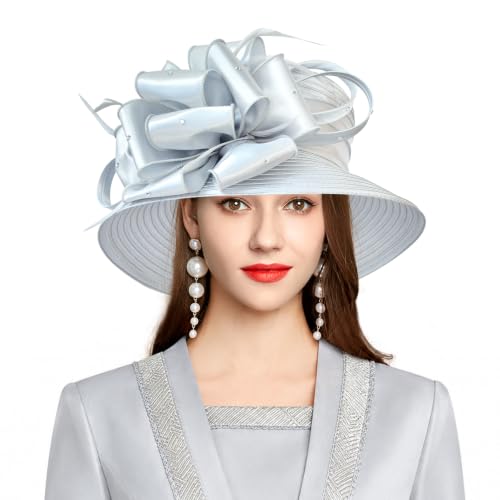 2026 Bucket Hats for Women Ladies Girls, Autumn Winter Fascinator Hat for Derby Kentucky Church Bridal UV Protection - color: A-4585-silver