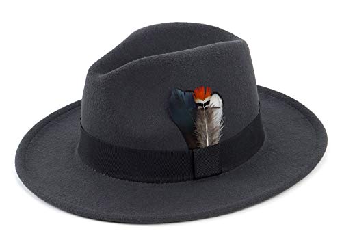 Classic Fedora Hats for Men & Women Wide Brim Felt Hat Panama Dress Fedora Hat - color: A-dark Grey, size: Large-X-Large