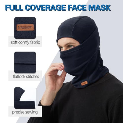 Winter Balaclava Ski Mask for Men Women - Windproof Thermal Face Mask for Snowboard Cycling Running for Cold Weather - color: Navy Blue/Deep Grey