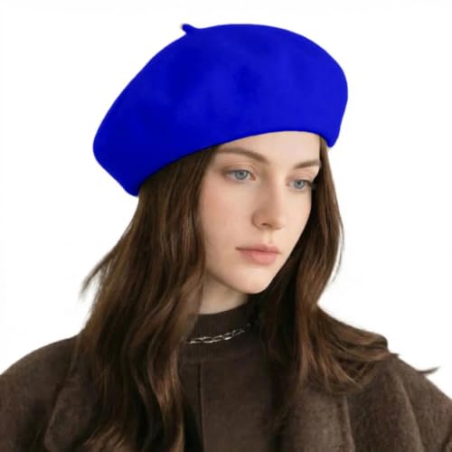 French Wool Beret Hats for Women Man - color: L-sapphire Blue