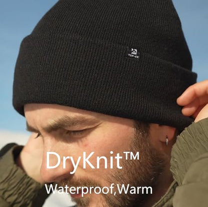 TOP-EX Waterproof Fleece Lined Beanie for Men Women, Three Sizes - color: Gray (Waterproof), size: Large-X-Large