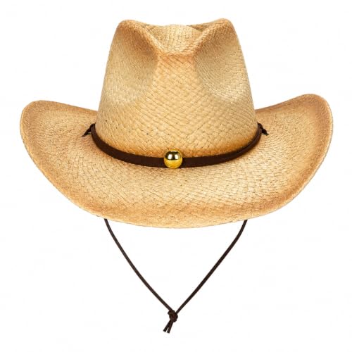 Straw Cowboy Hat for Men Women, Woven Western Summer Hat Natural - color: Beige