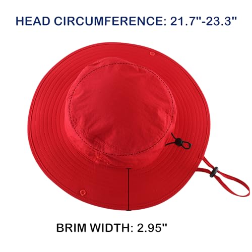 Connectyle Sun Hat for Men Women Outdoor UV Protection Safari Hat for Fishing Hiking Gardening Breathable Cowboy Hat UPF50 - color: Red