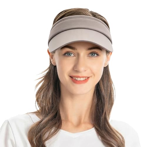 ZLYC Print Sports Sun Visors for Women Girls - color: Solid Gray