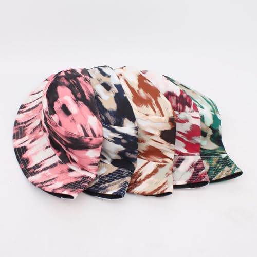 Men Women Unisex Graffiti Bucket hat, Packable Outdoor Summer Fishing Sun hat, Double-Sided Beach Cap - color: Pink
