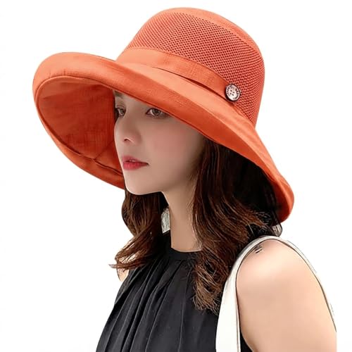 Women Wide Brim Sun Hats Metal Wired Edge Summer UV Protection Beach Fishing Hat for Hiking Garden Travel Chin Strap - color: B6-fyu001-jvse, size: One Size