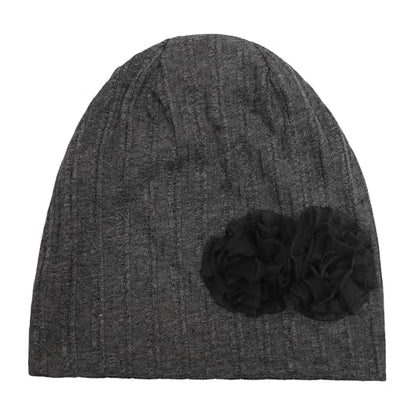 ZLYC Women Slouchy Beanie Hat Summer Knit Chemo Headwear - color: Flower Dark Gray