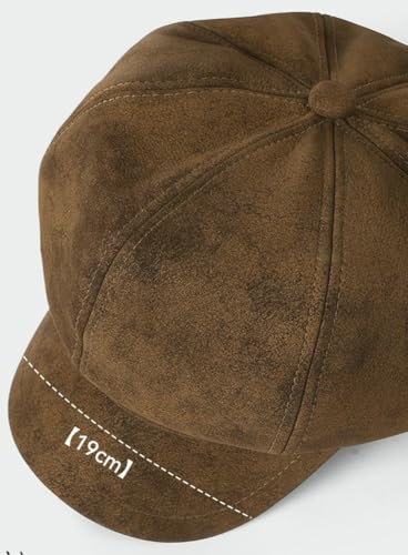 Womens 8 Panel Suede Newsboy-Cap Fall Winter Cabbie Beret Cap Retro British Gatsby Ivy Painter Visor Hat - color: Wine-red