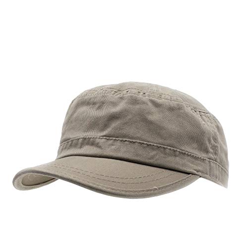 The Vintage Year Heavy Stitch Washed Cotton Cadet Hat Military Army Cap - color: Army Khaki, size: One Size