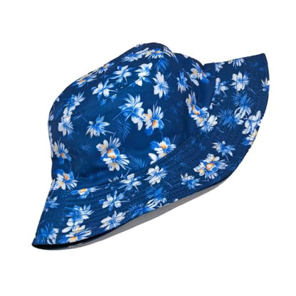 Quanhaigou Reversible Printed Bucket Hat,Summer Beach Outdoor Cap - color: Hibiscus Flower