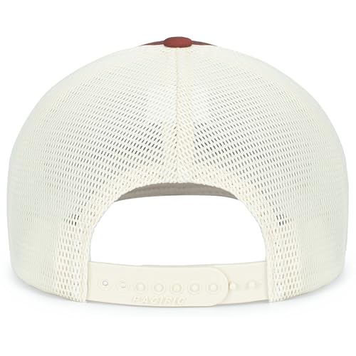 Pacific Headwear Contrast Stitch Trucker Pacflex Snapback Cap - color: Brick/Beige/Brick