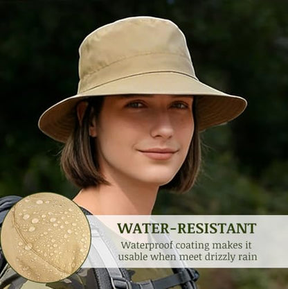 Unisex Waterproof Foldable Bucket Hat Packable Sun Cap for Hiking - color: Khaki