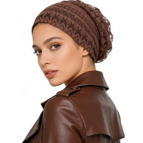 Crochet Slouchy Beanie Hat Turbans Headware for Women - color: Bea12 - Brown