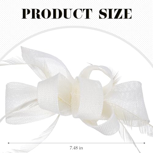 Zinniday Victoria Tea Party Hat - 2025 Bow Derby Attire Hats with Hairpin,1920s 50s Feather Fascinators for Women - color: Beige