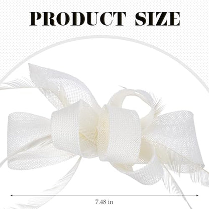 Zinniday Victoria Tea Party Hat - 2025 Bow Derby Attire Hats with Hairpin,1920s 50s Feather Fascinators for Women - color: Beige