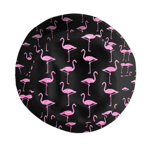 Funny Pattern Bucket Hat, Unisex Summer Sun Hat Packable Beach Travel Fisherman Cap for Women Men - color: Pink Flamingos