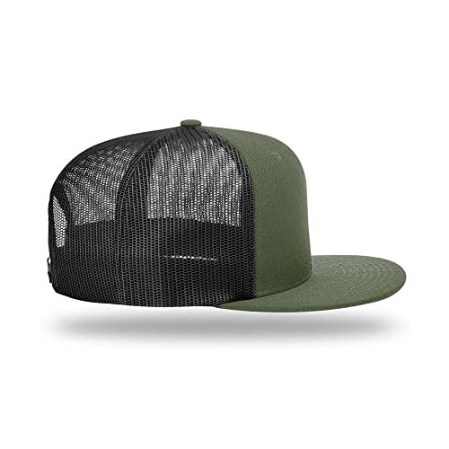 Richardson 511 Wool Blend Flatbill Trucker Snapback Adjustable Cap - color: Loden/Black