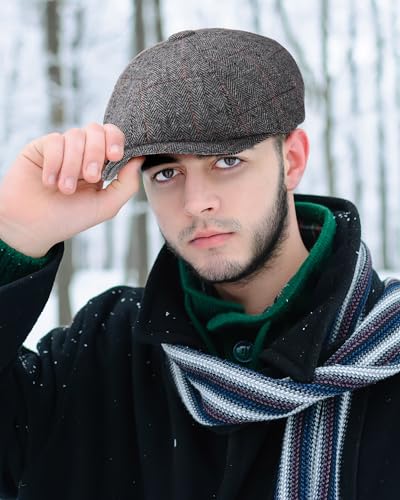 Suhine 6 Pcs Newsboy Cap for Men Octagonal Hat 8 Panel - style: Classic