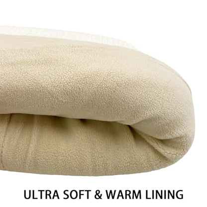 Winter Beanie Hats for Women Men Fleece Slouchy Knit Thick Beanies Warm Thermal Snow Ski Hat Gifts for Cold Weather - color: Ivory